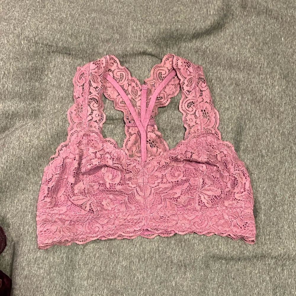 Mauve pink purple lace lingerie bralette
